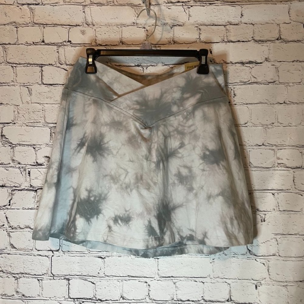 NWT PINK Active Cotton Athletic Skirt with Shorts - Grey & White Tie Dye - XL